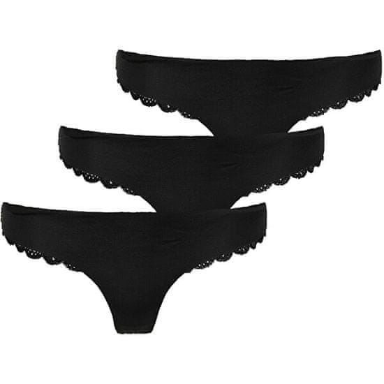 ONLY 3 PACK - dámská tanga ONLCHLOE 15253958 Black