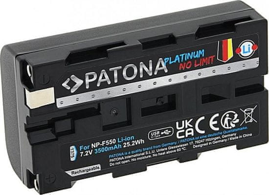 PATONA baterie pro digitální kameru Sony NP-F550/F330/F750 3500mAh Li-Ion Platinum USB-C nabíjení