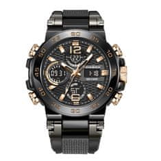 Lige Elegantní pánské hodinky model 2. v černé a zlaté barvě se dárkem zdarma