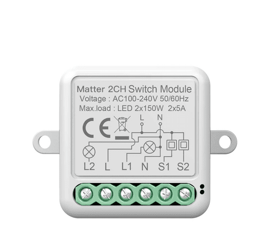 BOT Smart WiFi spínač Matter SB14 Tuya, dvoutlačítkový