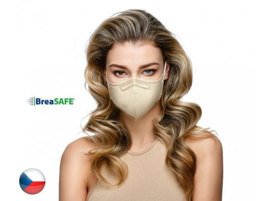 BreaSAFE® 5x Český NanoRespirátor BreaSAFE FFP2 - Znovupoužitelný - béžový L