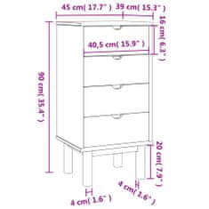 Vidaxl Zásuvková komoda OTTA 45x39x90 cm masivní borové dřevo