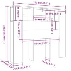 Vidaxl Čelo postele s úložným prostorem lesklé bílé 120x18,5x102,5 cm