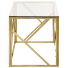Greatstore Konferenční stolek zlatý nerezová ocel a tvrzené sklo