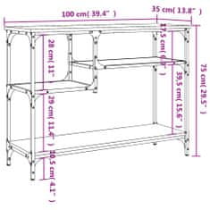 Vidaxl Konzolový stolek s policemi dub sonoma 100 x 35 x 75 cm