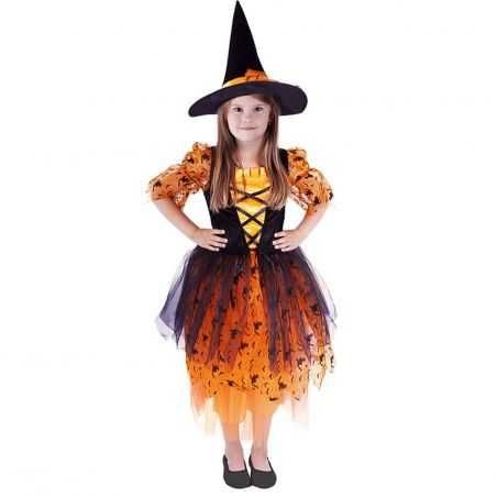 Rappa Dětský kostým Čarodějnice s kloboukem oranžová S