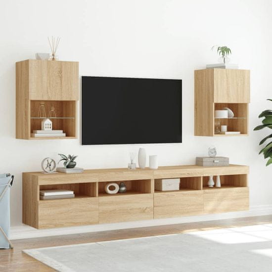 Greatstore TV skříňky s LED osvětlením 2 ks dub sonoma 40,5 x 30 x 60 cm