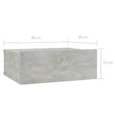 Vidaxl Plovoucí noční stolky 2 ks betonově šedé 40x30x15 cm kompozit