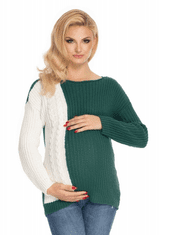 Be MaaMaa Těhotenský svetr, pletený vzor - zelená/bílá