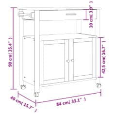 Vidaxl Kuchyňský vozík MONZA 84 x 40 x 90 cm masivní borové dřevo