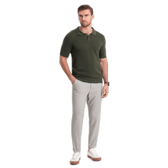 OMBRE Pánské chino kalhoty s elastickým pasem V1 OM-PACP-0157 světle šedé MDN124449 S