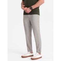 OMBRE Pánské chino kalhoty s elastickým pasem V1 OM-PACP-0157 světle šedé MDN124449 S