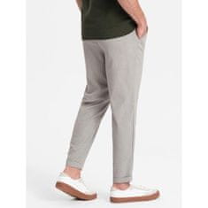 OMBRE Pánské chino kalhoty s elastickým pasem V1 OM-PACP-0157 světle šedé MDN124449 S