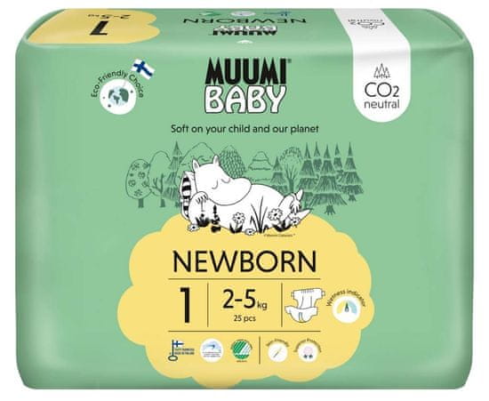 MUUMI BABY Newborn 25 ks (2-5 kg) – jednorázové pleny
