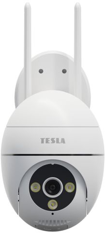 Tesla Smart Camera Outdoor PTZ do exteriéru outdoor kamera WiFi venkovní kamera Wifi připjení napájení ze zásuvky hlasové ovládání mobilní aplikace detekuje pohyb i zvuk záznam na cloud microSD nvr full 4K rozlišení záznamu ovládací aplikace PTZ funkce polohovatelná kamera IP64 obousměrné audio oboustranná komunikace ovládání aplikací noční vidění IR dosvit otočná hlava kamery