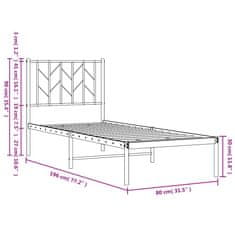 Vidaxl Kovový rám postele s čelem bílý 75 x 190 cm