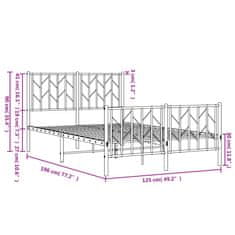 Vidaxl Kovový rám postele s hlavovým a nožním čelem černý 120 x 190 cm