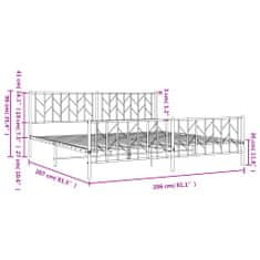 Vidaxl Kovový rám postele s hlavovým a nožním čelem bílý 200 x 200 cm