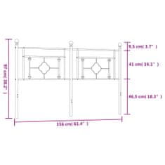 Greatstore Kovové čelo postele bílé 150 cm