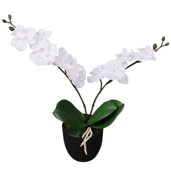 Vidaxl Umělá rostlina orchidej s květináčem 30 cm bílá