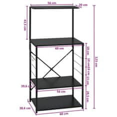 Vidaxl Skříňka na mikrovlnku černá 60 x 39,6 x 123 cm kompozitní dřevo