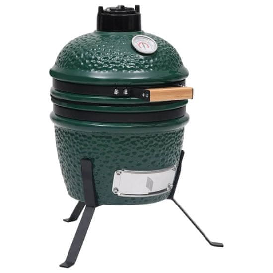 Vidaxl Zahradní gril a udírna 2 v 1 Kamado keramický 56 cm zelený