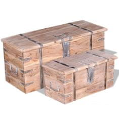Vidaxl Úložné truhly z akáciového dřeva sada 2 ks