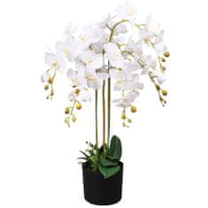 Vidaxl Umělá rostlina orchidej s květináčem 75 cm bílá