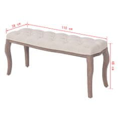 Vidaxl Lavice se lněným čalouněním 110 x 38 x 48 cm krémově bílá