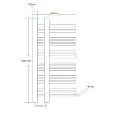 Vidaxl Žebříkový radiátor na ručníky, tvar E, ústřední topení 600 x 1200 mm