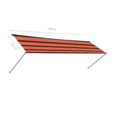 Vidaxl Zatahovací markýza s LED světlem 300 x 150 cm oranžovo-hnědá