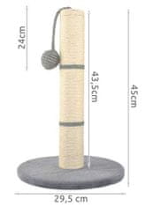 sapro Škrabadlo pro kočky sloupek s hračkou šedá 45cm Malatec 7932