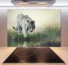 Wallmuralia Dekorační panel sklo Bílý tygr 100x70 cm