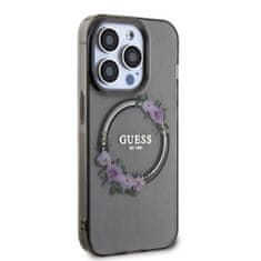 Guess  PC/TPU Flowers Ring Glossy Logo MagSafe Zadní Kryt pro iPhone 13 Pro Black