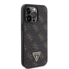 Guess  PU Leather 4G Triangle Metal Logo Zadní Kryt pro iPhone 13 Pro Black