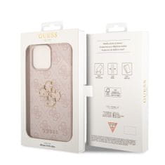 Guess  PU 4G Metal Logo Zadní Kryt pro iPhone 14 Pro Max Pink