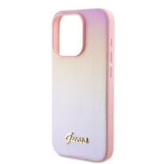 Guess  PU Leather Iridescent Metal Script Zadní Kryt pro iPhone 15 Pro Max Pink