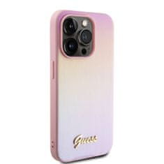 Guess  PU Leather Iridescent Metal Script Zadní Kryt pro iPhone 15 Pro Max Pink