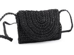 Kraftika 1ks černá háčkovaná kabelka z rafie - lýka crossbody 16x21