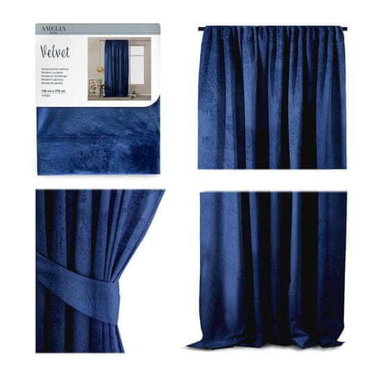 AmeliaHome Závěs AmeliaHome Velvet 140x270 cm indigo