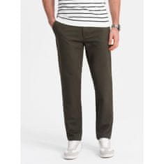 OMBRE Klasické pánské chino kalhoty V2 OM-PACP-0188 khaki MDN124472 XL