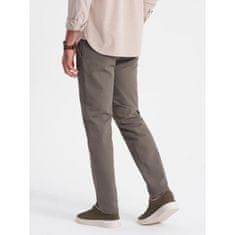 OMBRE Pánské chino kalhoty klasického střihu V1 OM-PACP-0188 tmavě béžové MDN124470 XL