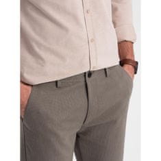 OMBRE Pánské chino kalhoty klasického střihu V1 OM-PACP-0188 tmavě béžové MDN124470 XL