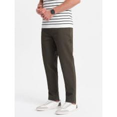 OMBRE Klasické pánské chino kalhoty V2 OM-PACP-0188 khaki MDN124472 XL