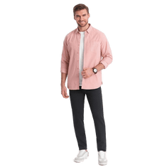 OMBRE Pánské klasické chino kalhoty V4 OM-PACP-0188 grafitové MDN124474 S