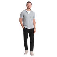 OMBRE Pánské klasické chino kalhoty V5 OM-PACP-0188 černé MDN124475 S