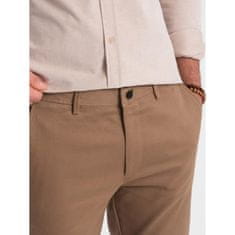 OMBRE Pánské chino kalhoty klasického střihu V2 OM-PACP-0190 hnědé MDN124477 S