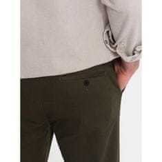 OMBRE Pánské chino kalhoty klasického střihu V4 OM-PACP-0190 tmavě olivové MDN124479 S