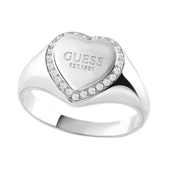 Guess Romantický ocelový prsten Fine Heart JUBR01430JWRH