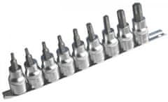 ASTA Zástrčné hlavice TORX 1/2", T20 - T60, sada 9 kusů na liště -